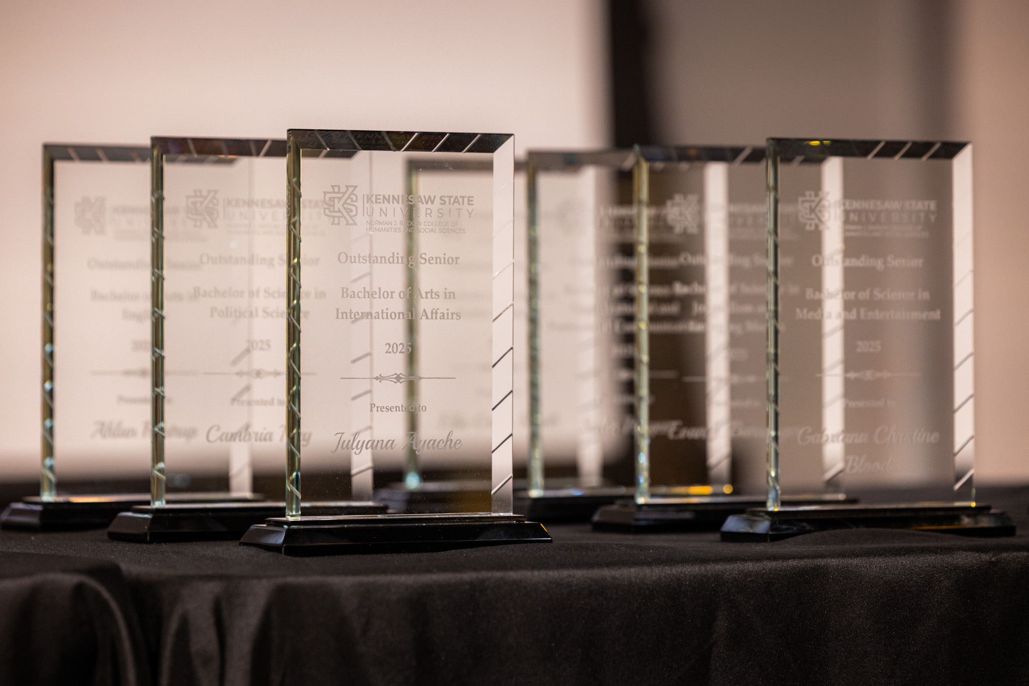 Radow College All College Award Trophies on Table