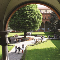 Outside view of Universita Cattolica del Sacro Cuore in Milan, Italy