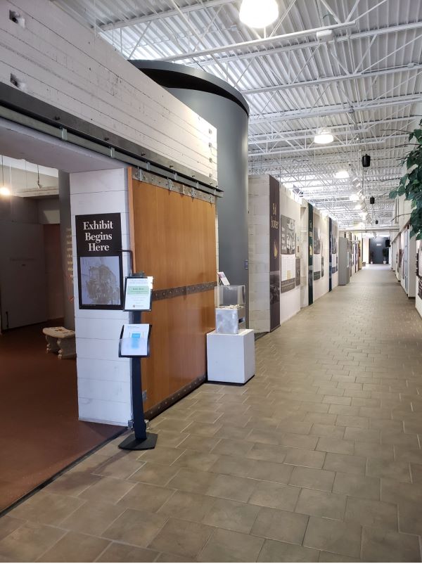 A view of the hallway at KSU's Museum of History and Holocaust Education