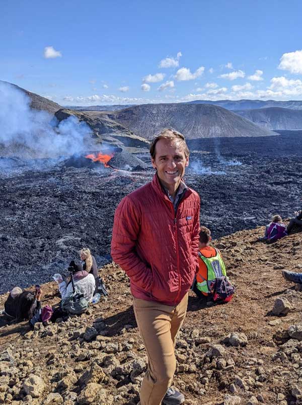 Zach Brawner, standing near volcanos in Iceland.