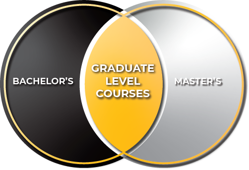 Venn diagram showing overlap between Bachelor's and Master's programs, with 'Graduate Level Courses' in the center.