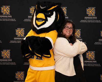 Natalie Jimenez with Scrappy Owl