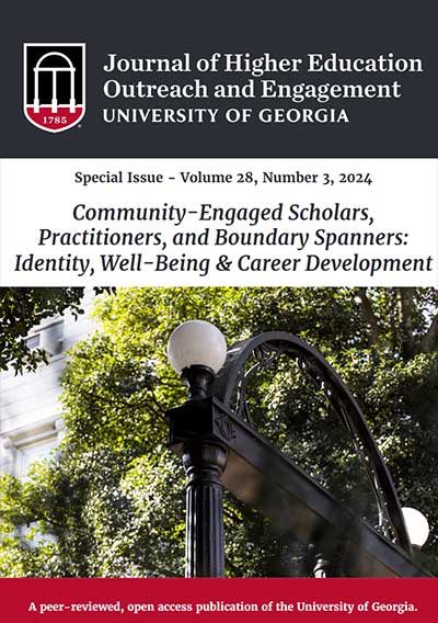 Journal of Higher Education Outreach and Engagement special issue on "Community-Engaged Scholars, Practitioners, and Boundary Spanners: Identity, Well-Being & Career Development ” guest edited by Jennifer W. Purcell, Diane M. Doberneck, Jeanne McDonald, and Darlene Xiomara Rodriguez.