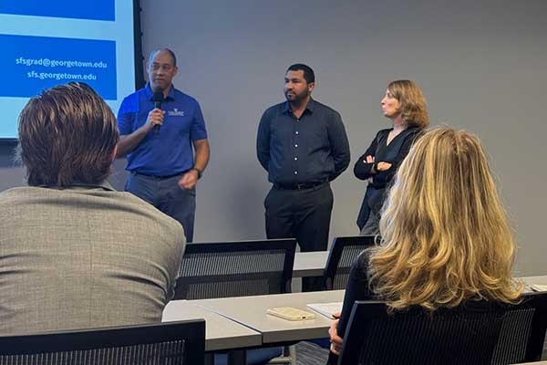 Representatives from John Hopkins, Tufts, Columbia. and Georgetown universities has a recruitment event at SGIA