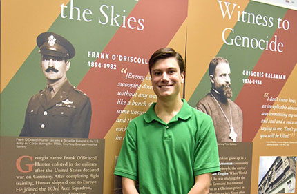 History Major James Friedrich - won the Award for Excellence in Student Research Using Historical Records, Undergraduate Level, for the traveling exhibition, Voices from the Great War, which he co-curated with students in the Public History program at Kennesaw State University.