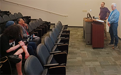 Dr. Jason Mueller presenting on the history of U.S. intervention in Guatemala and Haiti