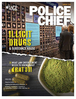 Cover of What Law Enforcement Needs to Know About Kratom. Dr. Stan Crowder Published in the January Issue of "The Police Chief"