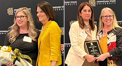  Dr. Sara Evans and Dr. Darina Lepadatu on their 2024 faculty awards,  Dr. Sara Evans and Dr. Darina Lepadatu on their 2024 faculty awards