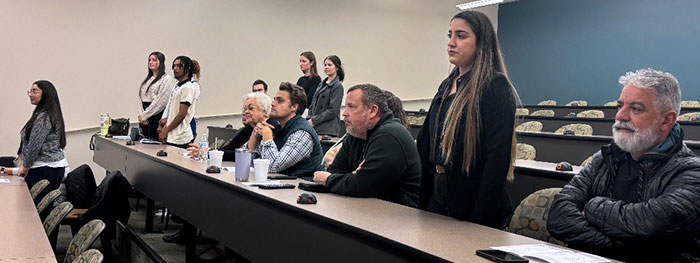 Dr Heidi Scherer, the Faculty advisor for APS, Dr Mindy Bernhardt co-advisor and Major James Bullock