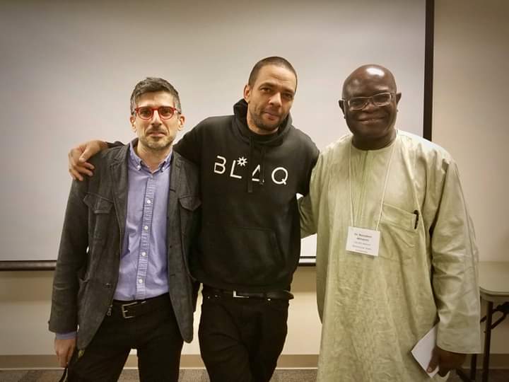 Dr. Andrea Scapolo (Assistant Professor of Italian), Film director Fred Kuwornu, and CAADS Director Nuru Akinyemi