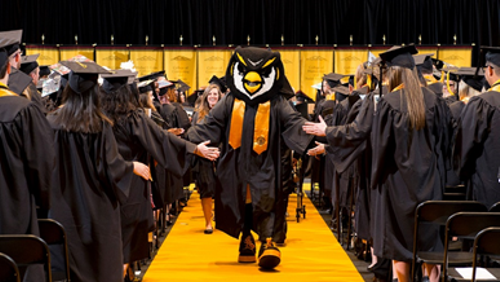 scrappy waling at graduation