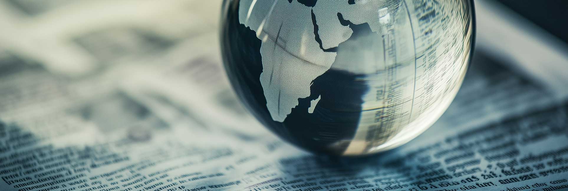 glass globe on newspaper