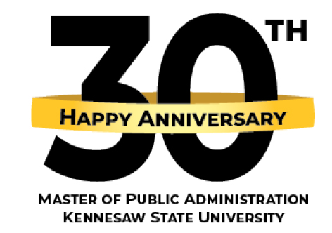 30th anniversary graphic for the Master of Public Administration program