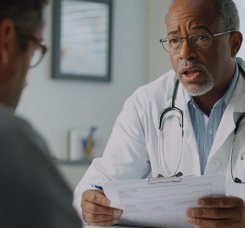 A physician engaged in conversation with a patient, highlighting the role of medical sociology in healthcare interactions.