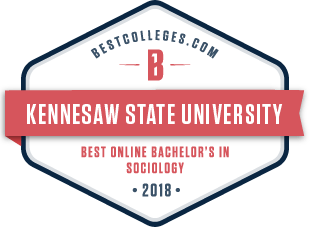 Image of a badge 2018 bc best online bachelors in sociology kennesaw state university