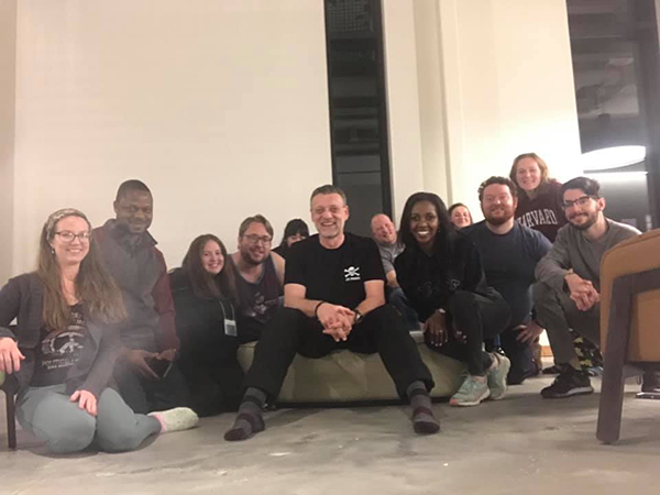 Dr. Volker Franke, Dr. Susan Raines, and graduate students after a long humanitarian simulation weekend