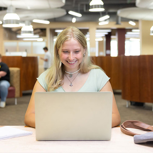 A first year student in class at the Norman J. Radow College of Humanities and Social Sciences.