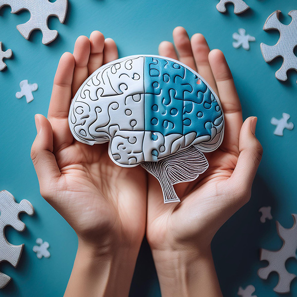 shape of brain in puzzle pieces