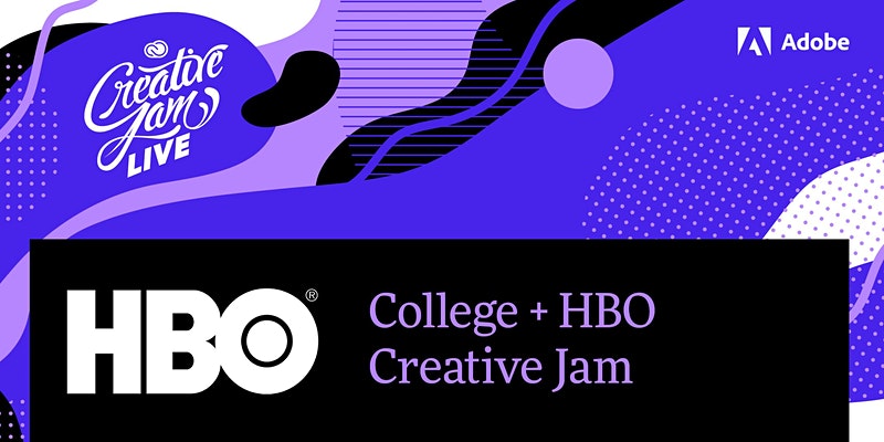 A vibrant collage for an HBO Creative Jam event at a college