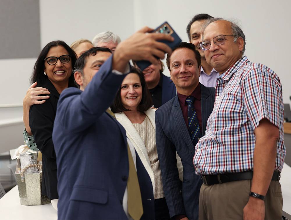 Provost Ivan Pulinkala with the winners of the National Prominence Presentation Competition