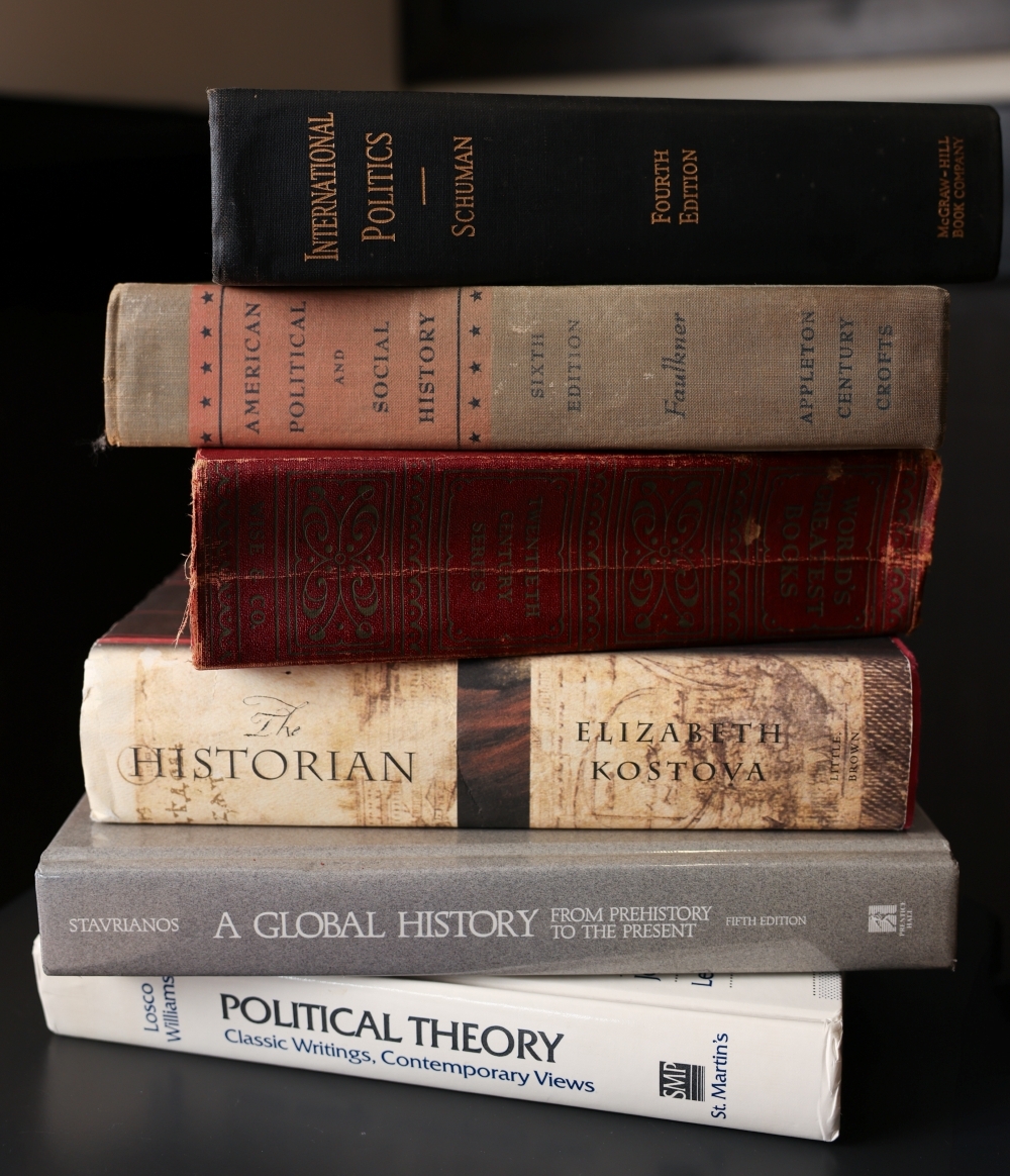 Stack of books about politics and history