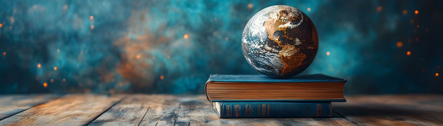 A globe sitting on top of books.