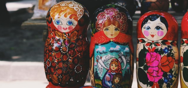 A colorful display of Russian nesting dolls