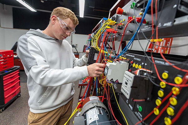 student working on project