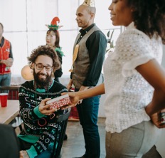 Girl giving guy a gift
