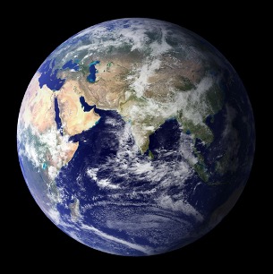 image of the earth taken from space, featuring the continents of Europe and Asia