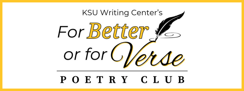 A logo for the writing centers club For Better or for Verse, poetry club