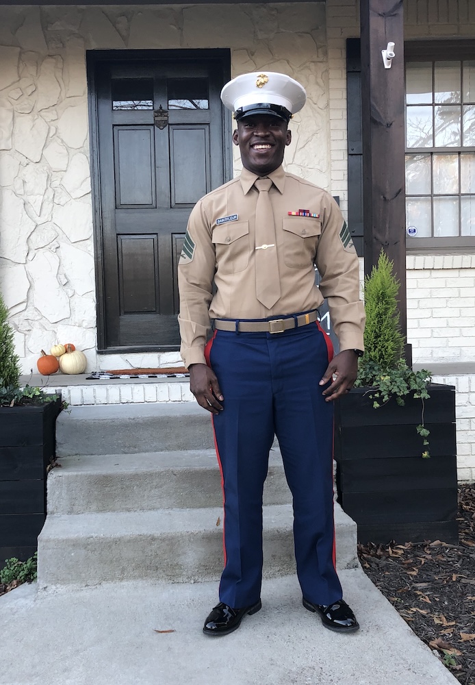 Mike Saint-Fluer in his Marines uniform