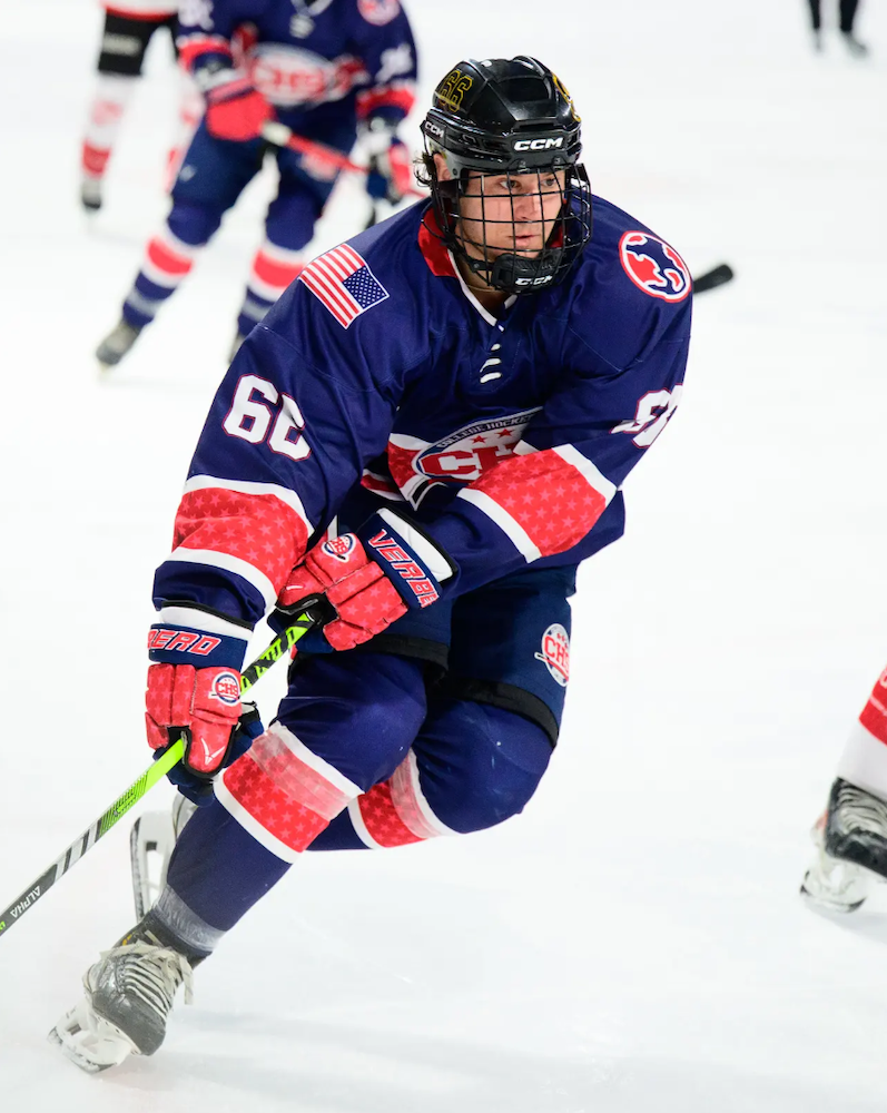 Club hockey player in action