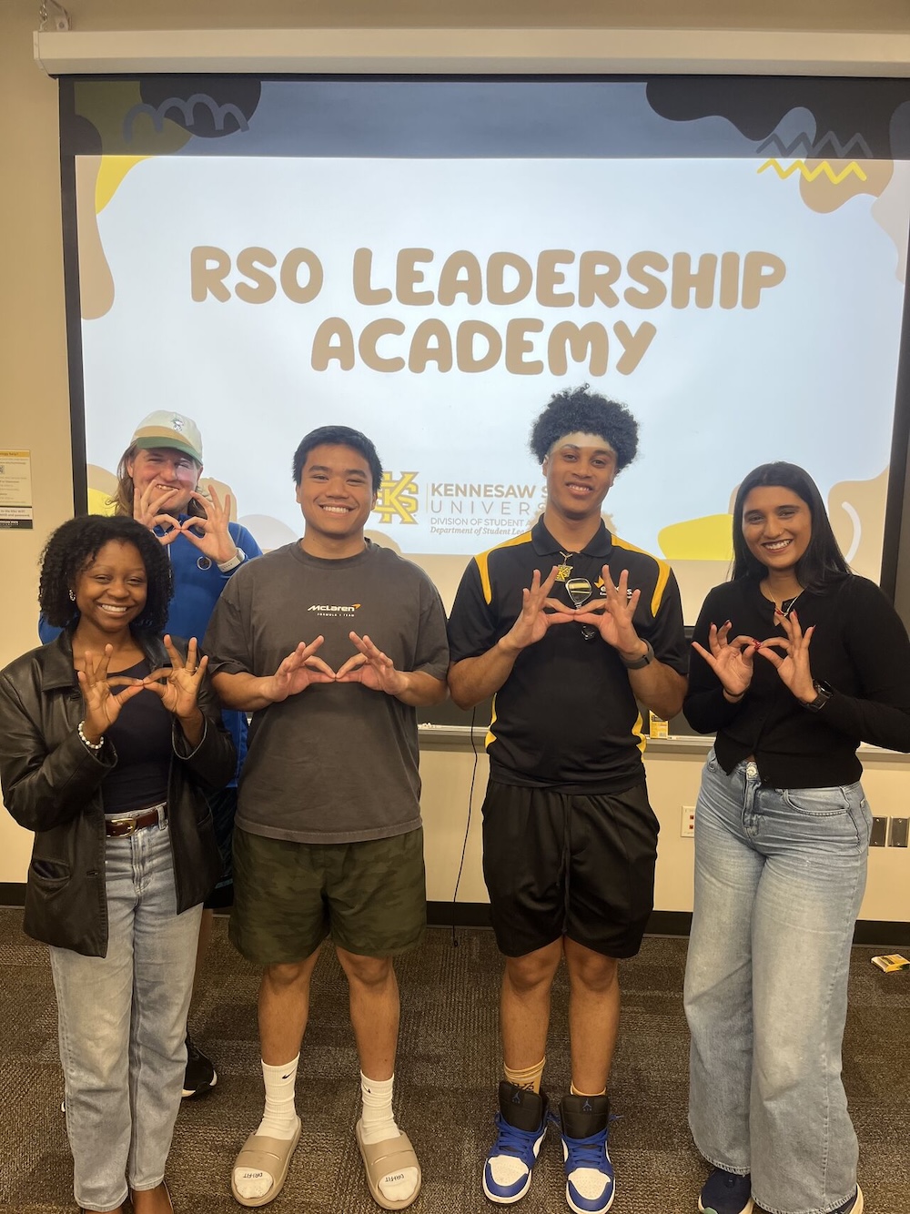 Patrick Arnold (2nd from right) and a group of students who completed the RSO Leadership Academy in Spring 2026.