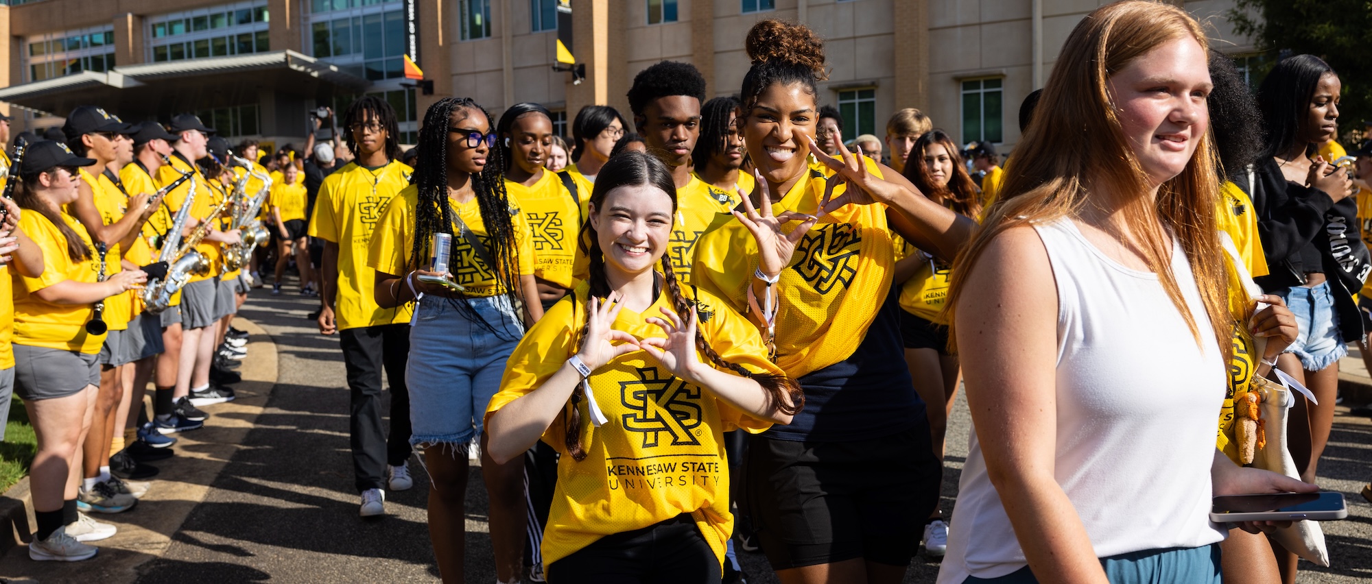 Students walking together after an event