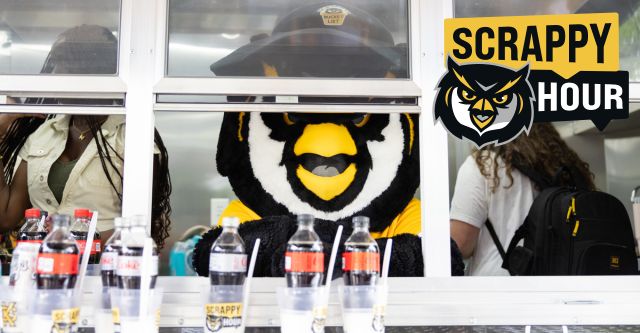 Scrappy Hour with scrappy serving ice cream floats