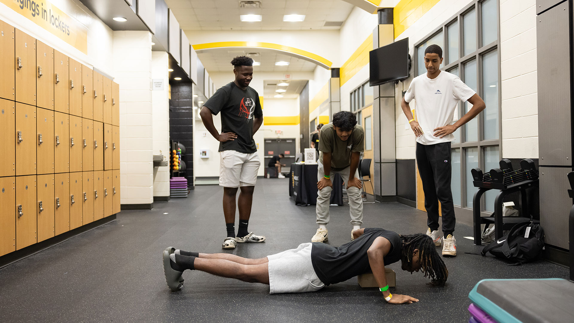 Students working out in rec center
