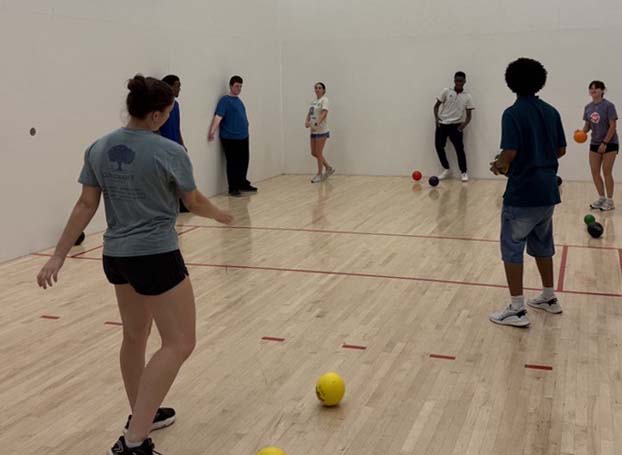 ksu students playing dodgeball