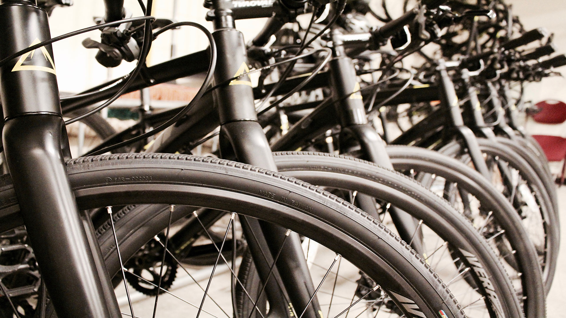 lined up bicycles for checkout