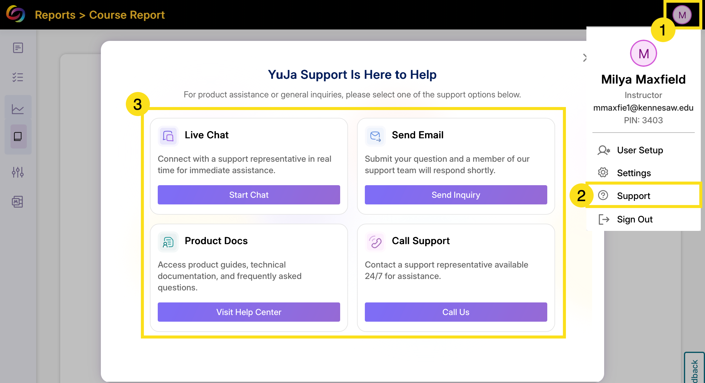 Access the Yuja Panorama Help Tool