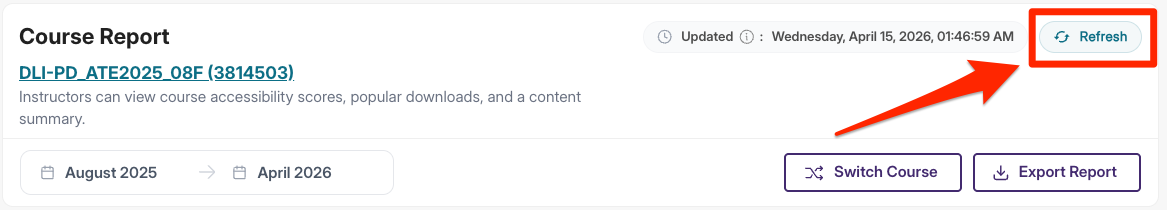 Refresh course report button