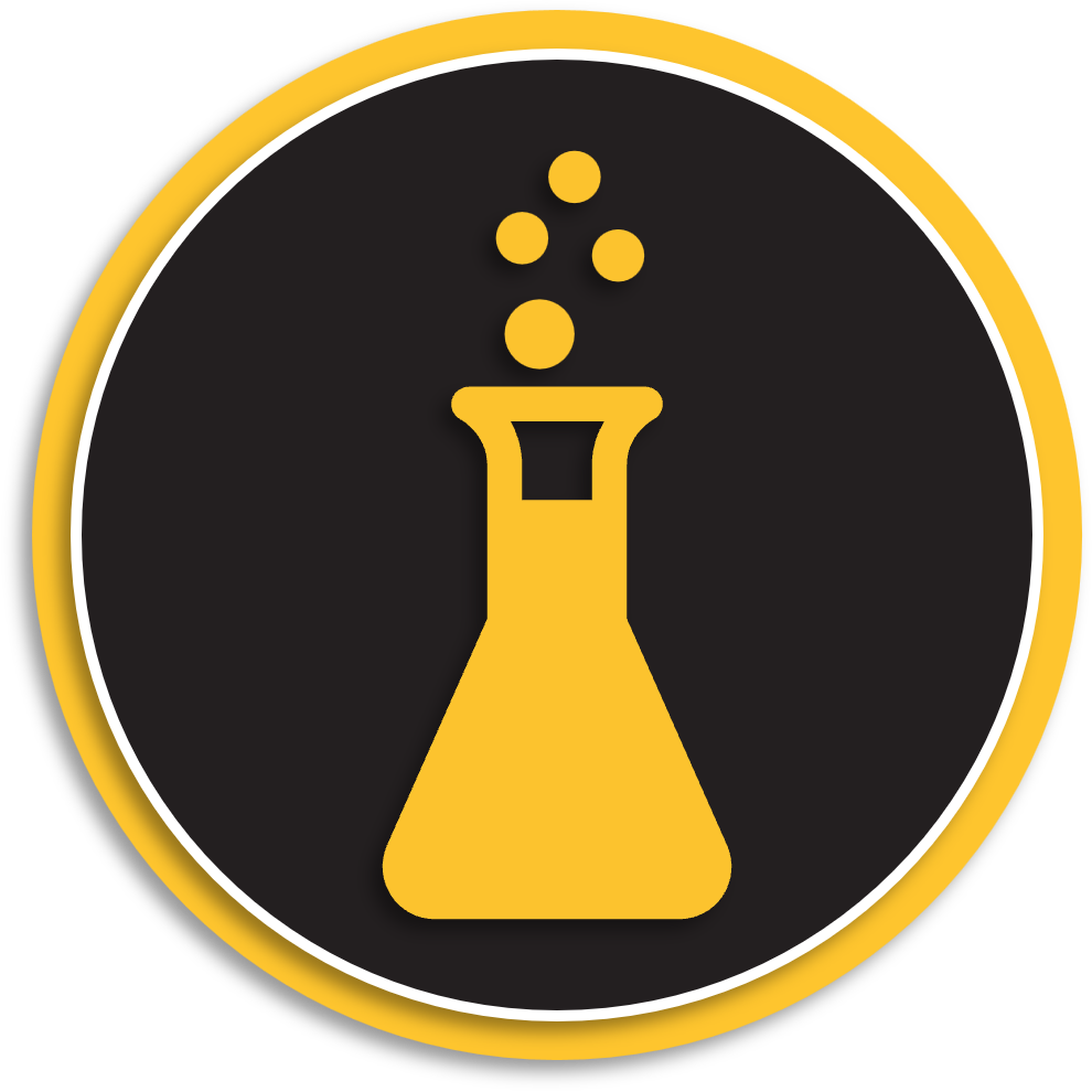 An icon of a science beaker bubbling.