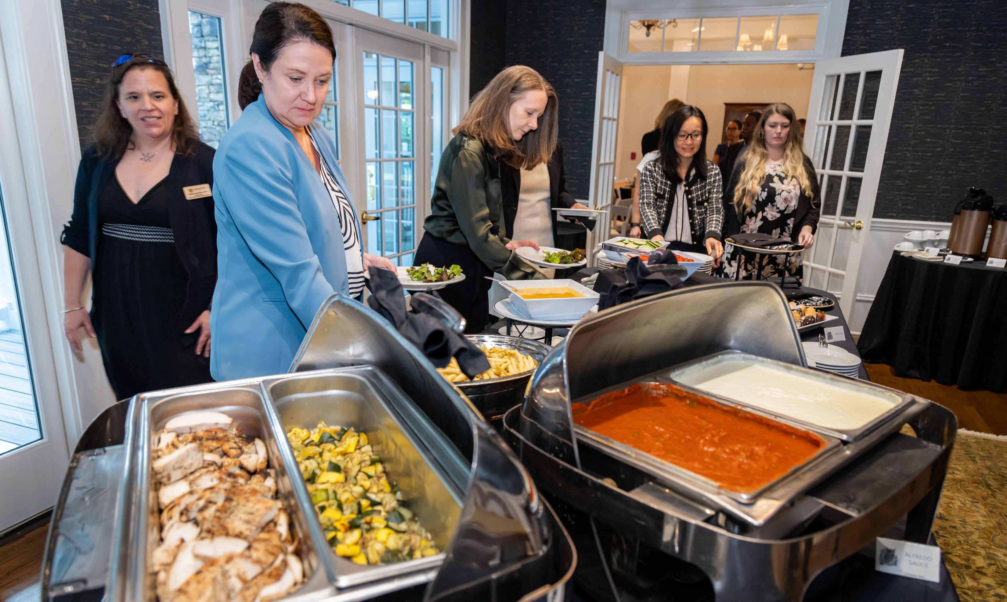  / line of people at buffet table