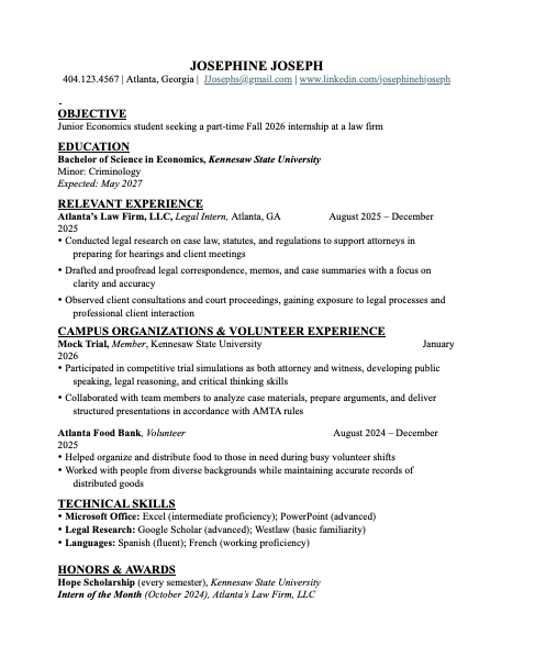 Economics Resume Image