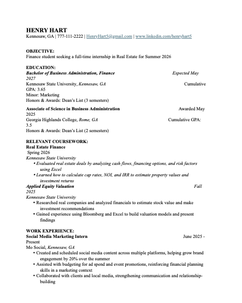 Finance Resume Cover Image