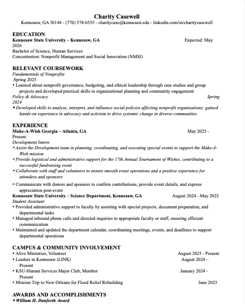 Human Services Resume Cover