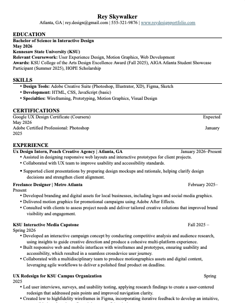 Interactive Design Resume