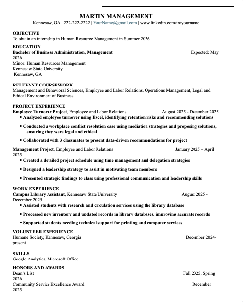 Picture of Management Resume 