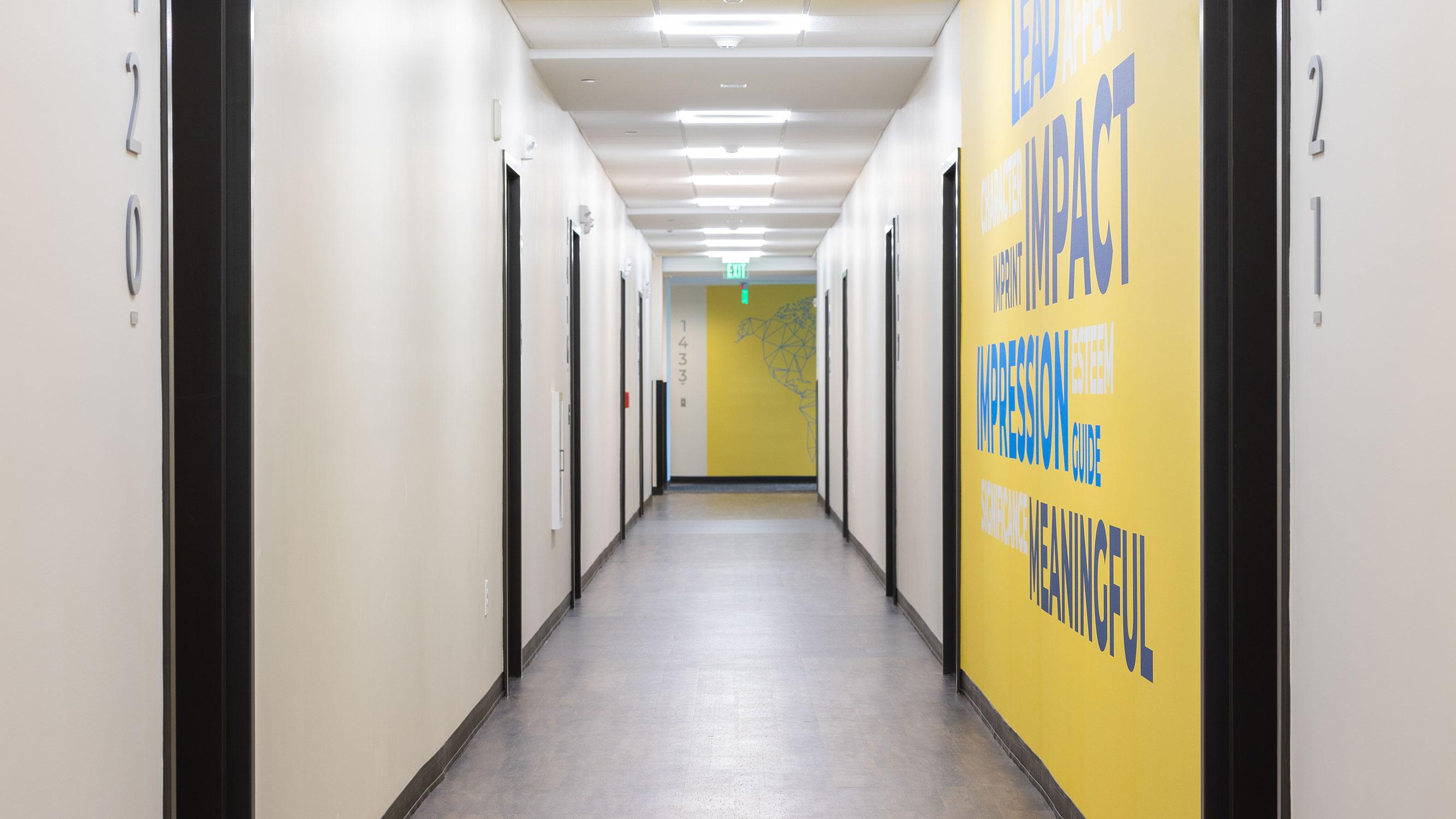 Hallway in The Summit with inspirational word wall  / Hallway in The Summit with inspirational word wall 