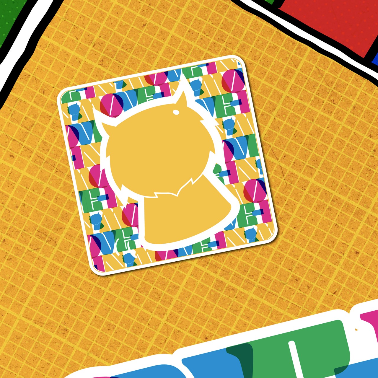 yellow triangle with gold gamepiece and card in the middle
